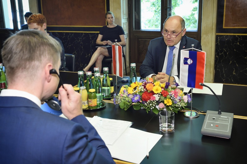 Von links: Präsident der slowenischen Nationalversammlung Igor Zorčič,  Nationalratspräsident Wolfgang Sobotka (V)