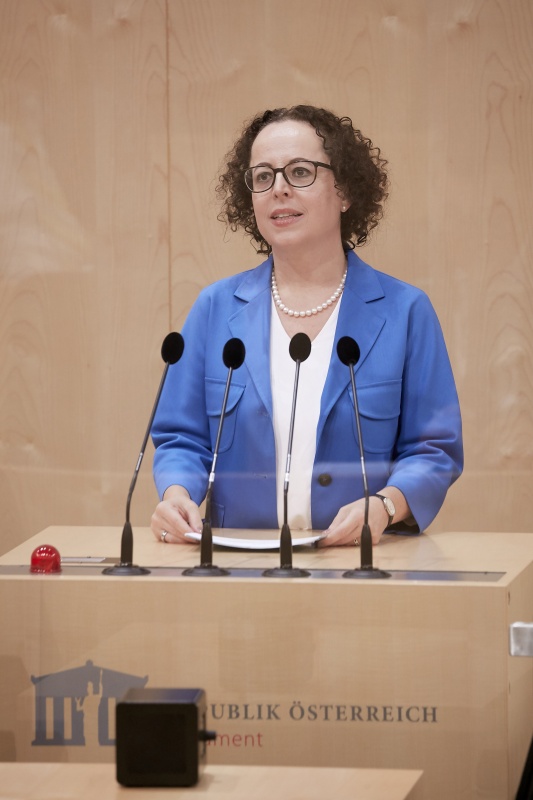Am Rednerpult Bundesrätin Christine Schwarz-Fuchs (V)