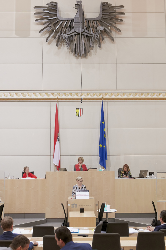 Am Rednerpult Bundesrätin Sandra Gerdenitsch (S)