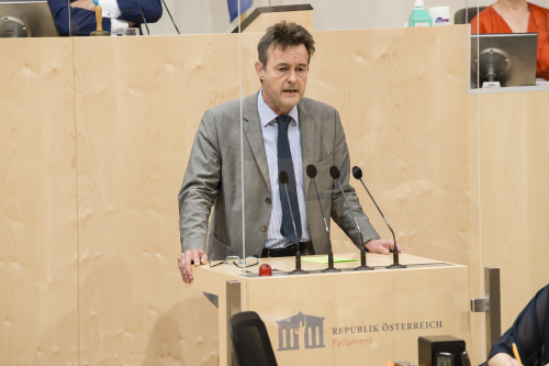 Am Rednerpult: Nationalratsabgeordneter Georg Bürstmayr (G)