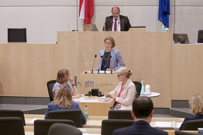 Am Rednerpult Nationalratsabgeordnete Stephanie Krisper (N)