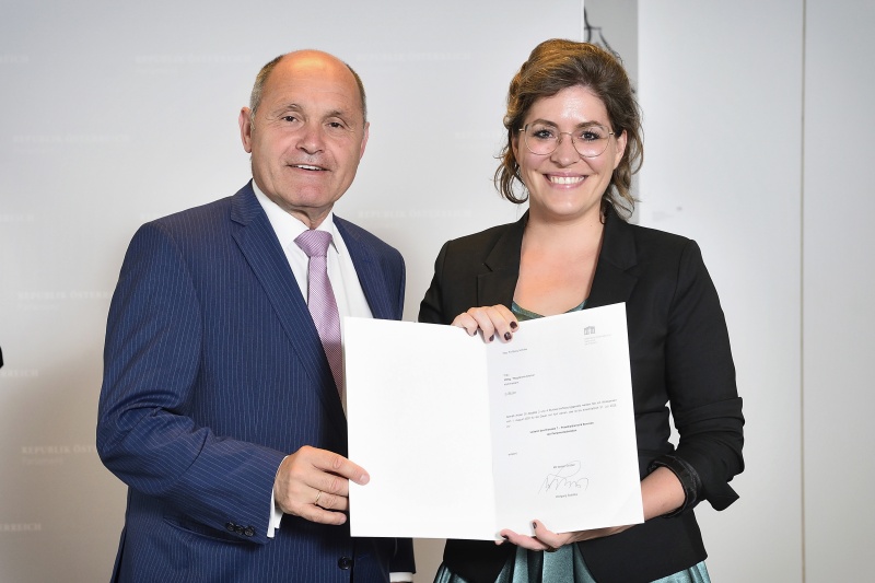 Von links: Nationalratspräsident Wolfgang Sobotka (V), Magdalena Greiner